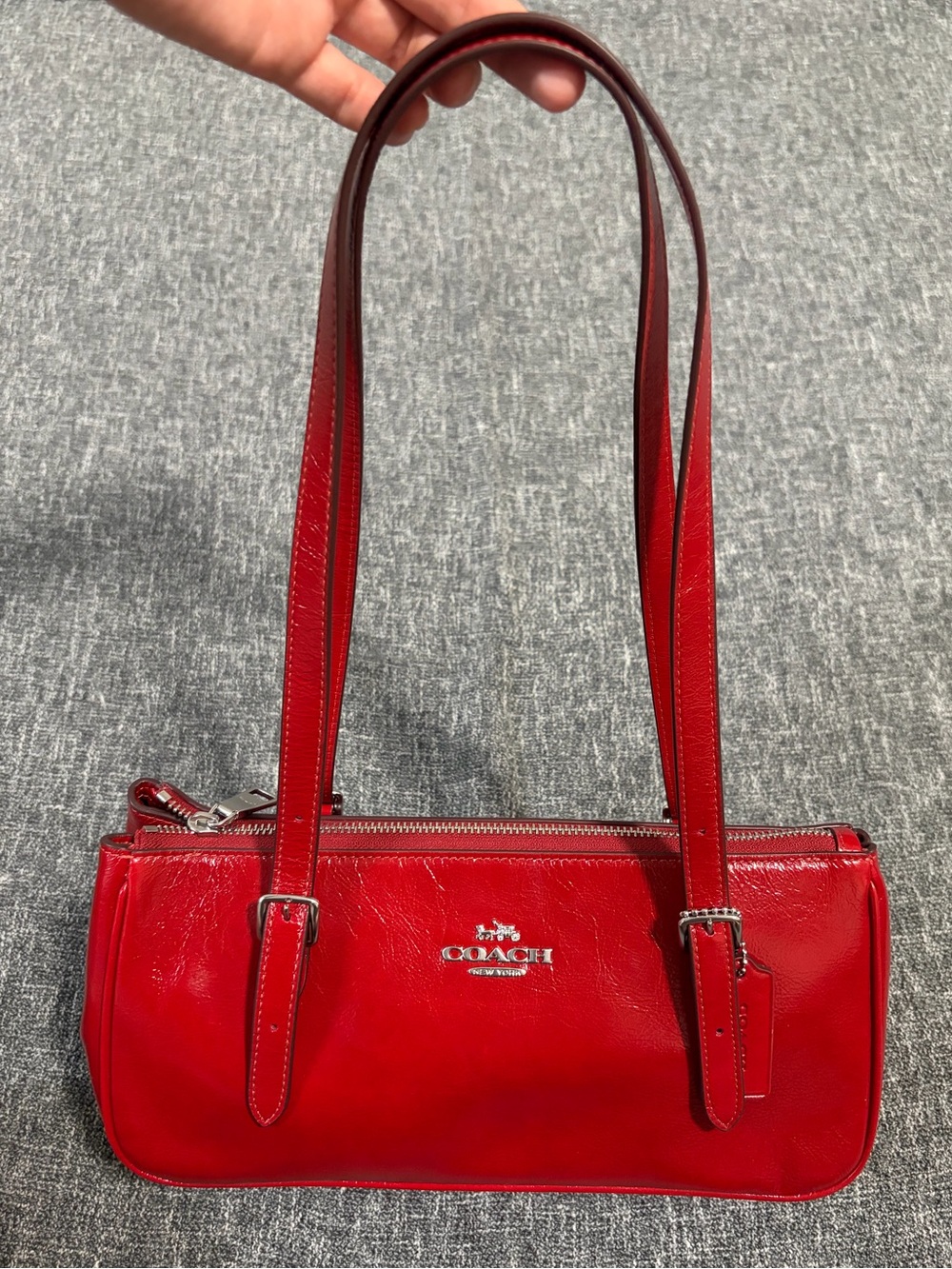 Coach Asher in Dark Cardinal Glazed Leather and Silver Hardware - Picture 2 of 6